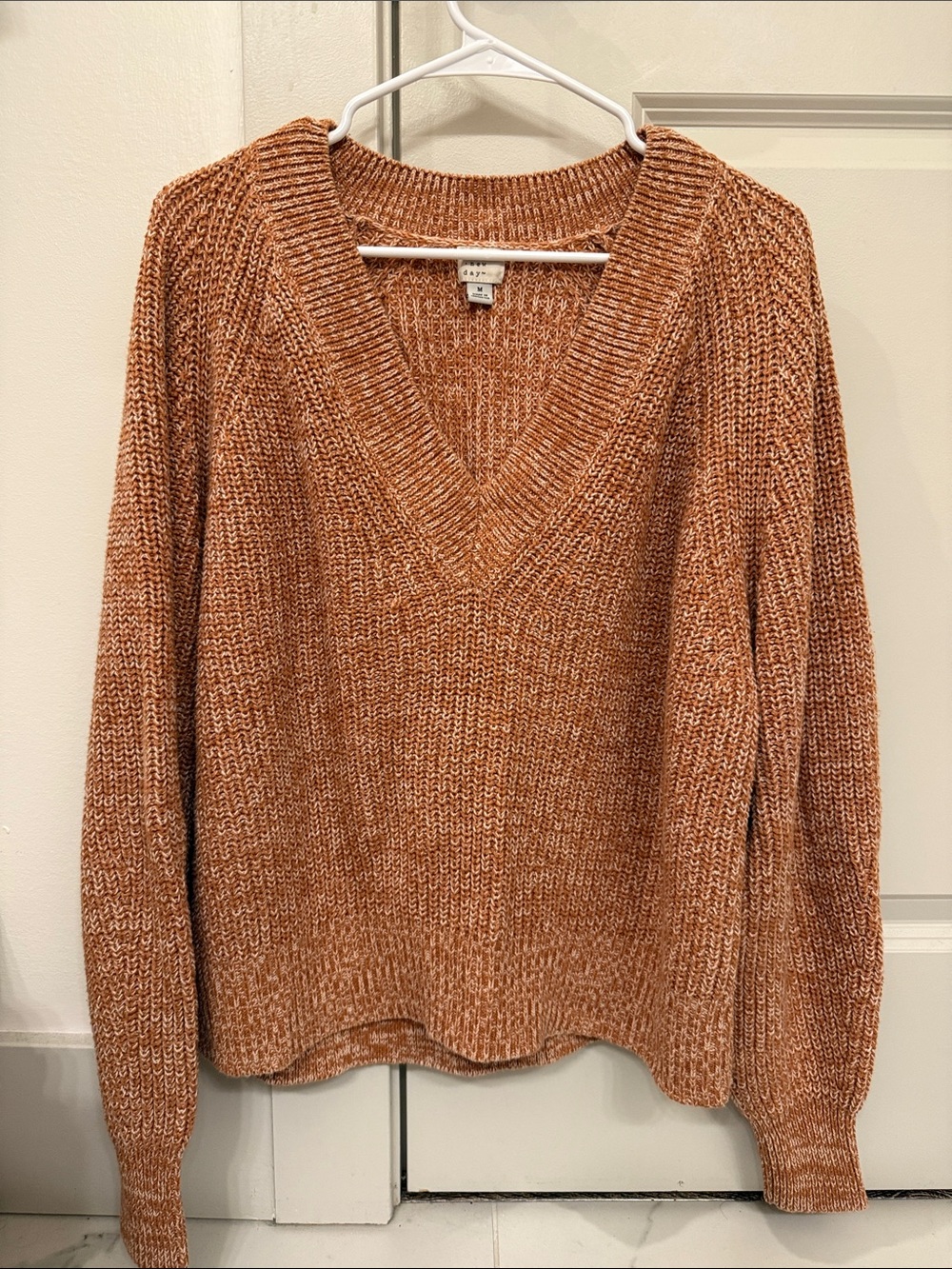 a new day Women's V-Neck Sweater in Rust Orange